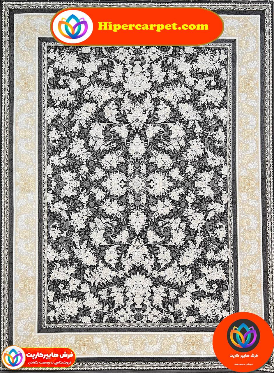 نگار زغالی فرش 1200 شانه گل برجسته طرح نگار
