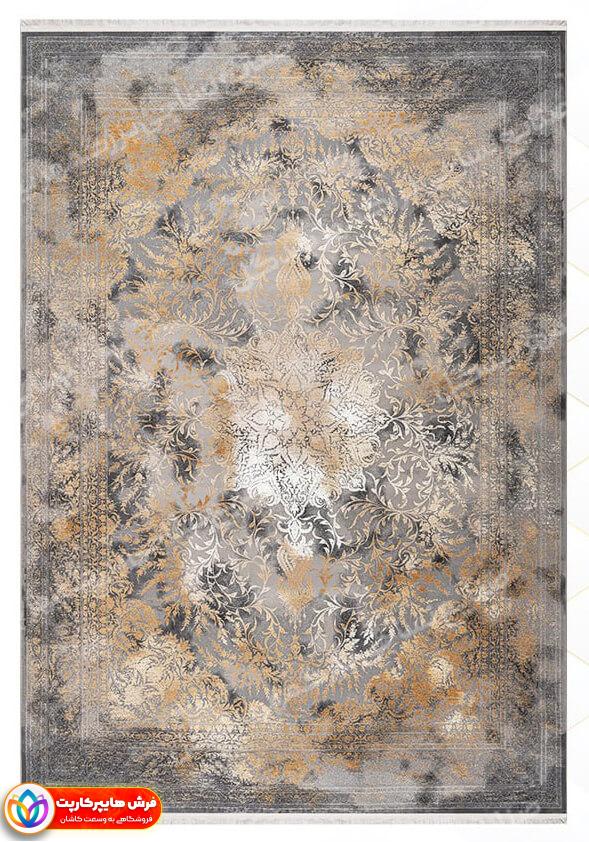 12844 نقره ای فرش 1200 شانه گل برجسته کد 12844