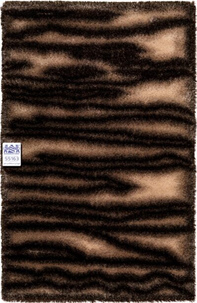 فرش شگی سه بعدی کد 55163 رنگ قهوه ای-نسکافه ای-کرم