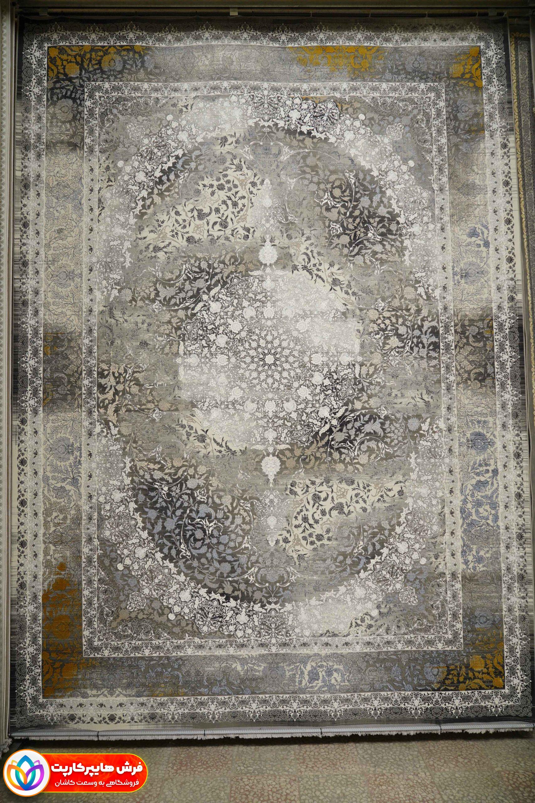18148خاکستری فرش 1200 شانه گل برجسته کد 18148