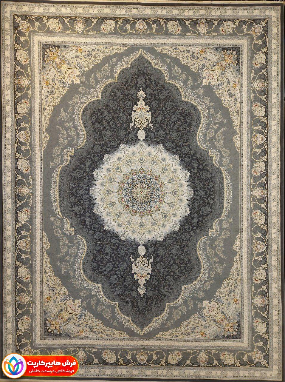 کهربا دودی فرش 1500 شانه برجسته طرح کهربا