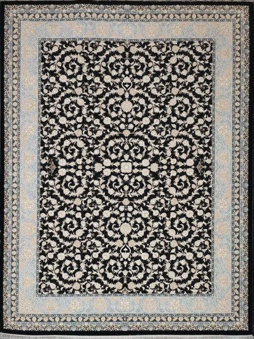 فرش 700 شانه طرح زرنگار سرمه ای