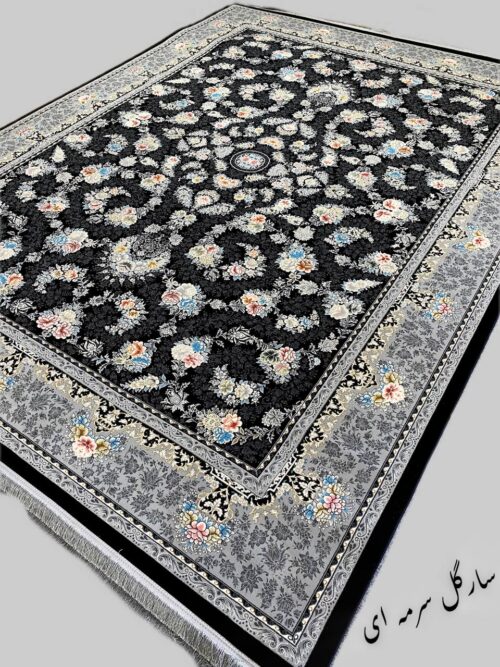 فرش 700 شانه طرح سارگل سرمه ای