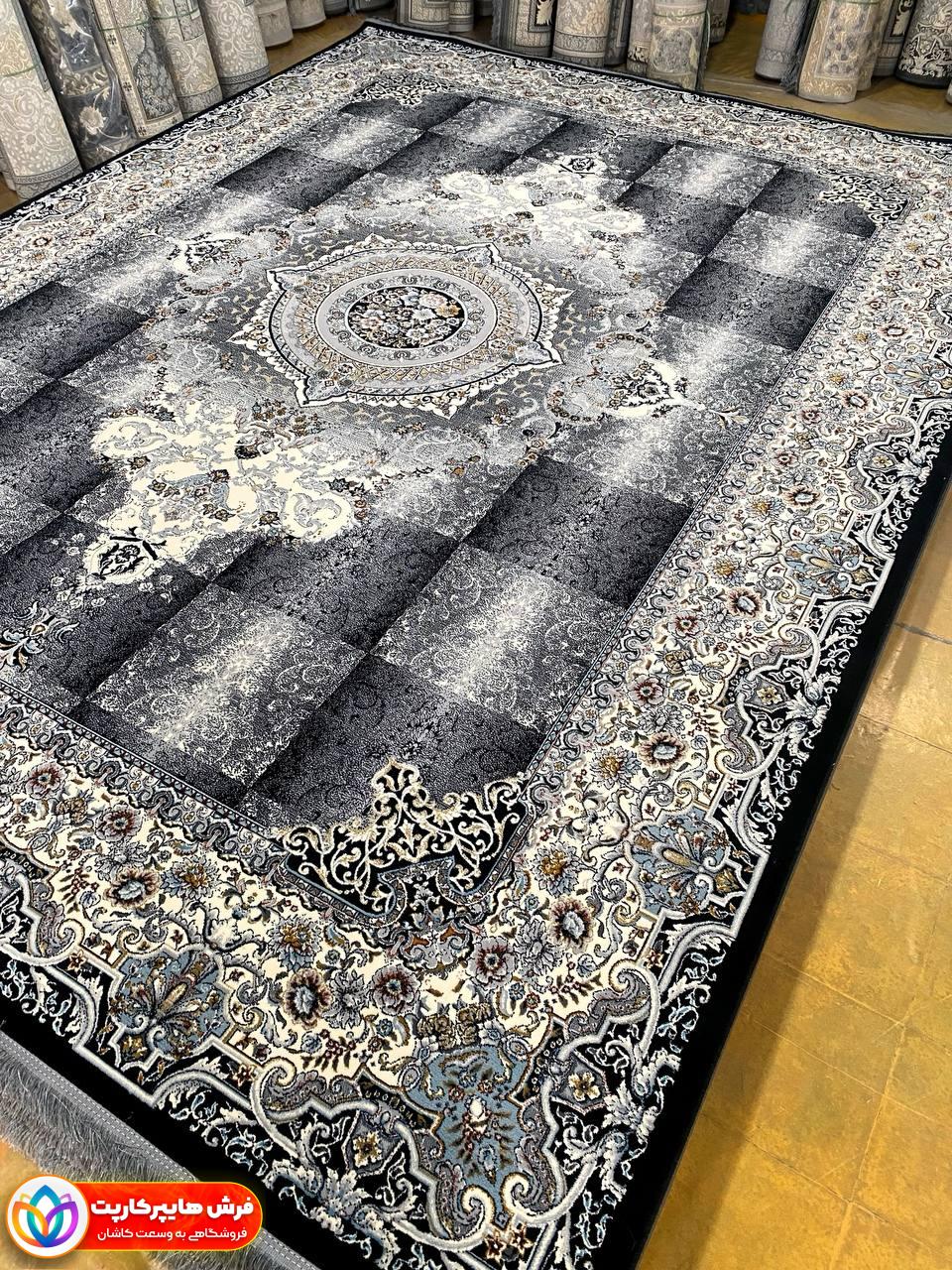 ۷۰۰شانه نیلوفر سرمه ای-min فرش 700 شانه طرح نیلوفر سرمه ای