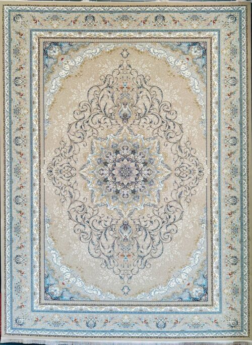 فرش 700 شانه طرح گلن بژ