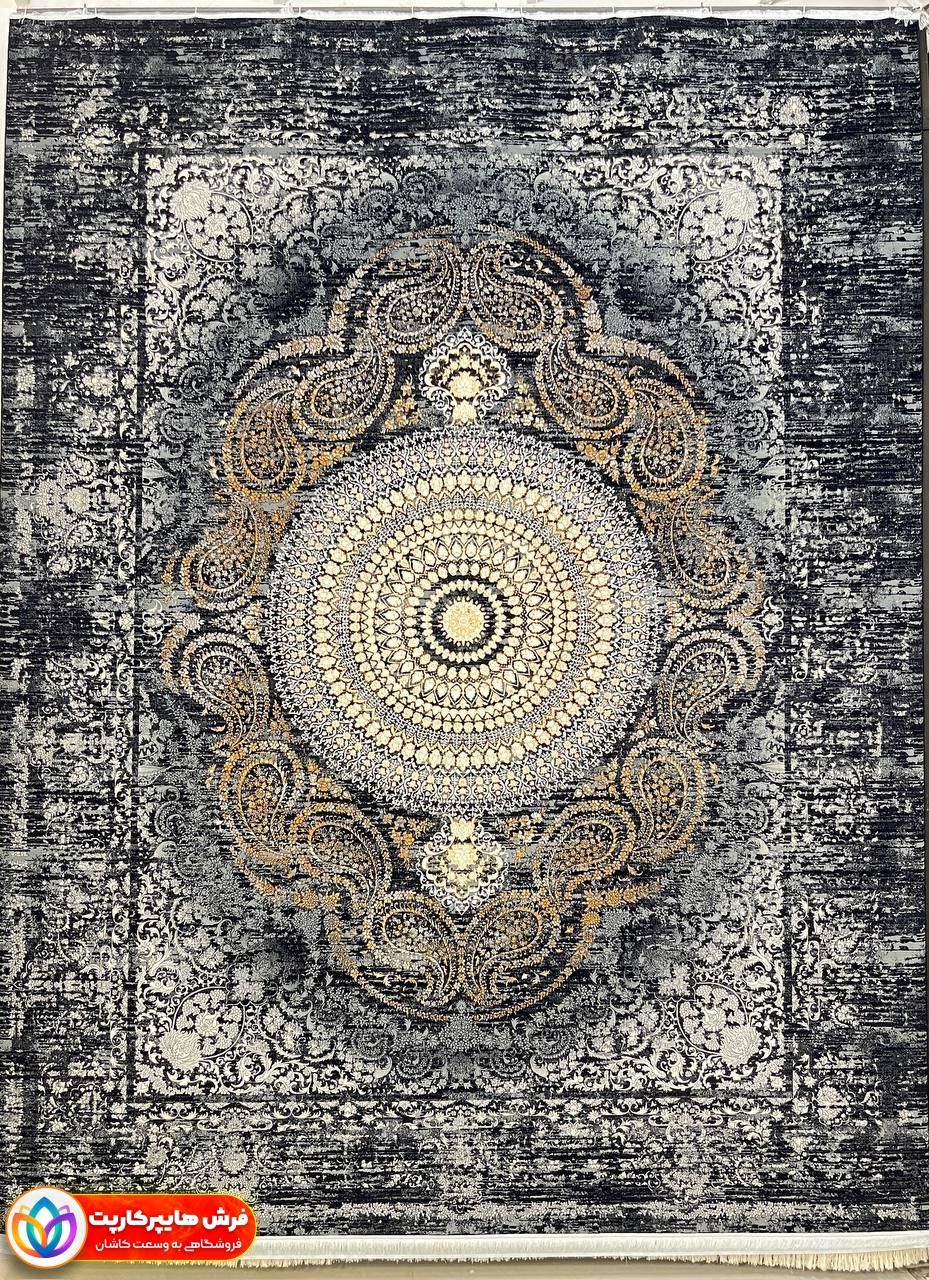 ترمه وینتیج سرمه ای-min فرش 700 شانه طرح ترمه وینتیج سرمه ای